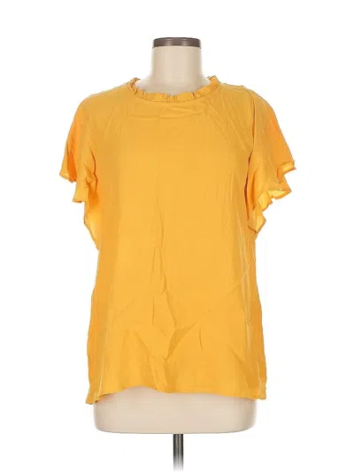 Gibson Look Short Sleeve Top Yellow Ruffles Neckline Tops
