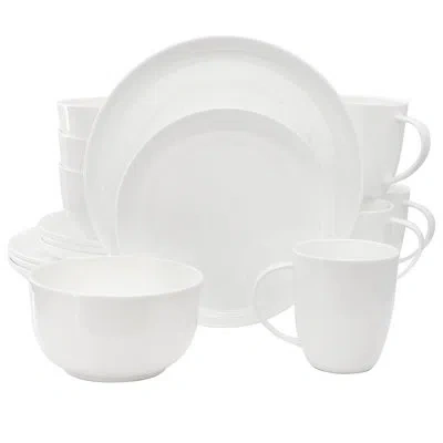 Gibson Meritage 16 Piece Round Bone China Dinnerware Set In White