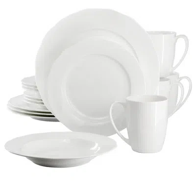 Gibson Meritage 16 Piece Wavy Edge Bone China Dinnerware Set In White