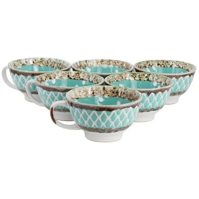 Gibson Meritage Otis 6 Piece 27 Ounce Stoneware Soup Bowl With Handle Set In Cobalt In Turquoise