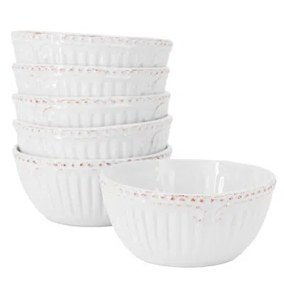 Gibson Modern Southern Home Capri 6 Piece 6 Inch Stoneware Embossed Cereal Bowl Set In White In Brown;white
