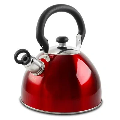 Gibson Morbern 1.8 Qt. Stainless Steel Whistling Stovetop Kettle In Red
