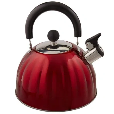 Gibson Mr Coffee 2.1 Qt. Stainless Steel Whistling Stovetop Kettle In Red