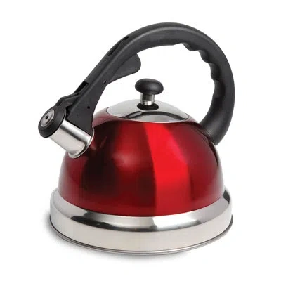 Gibson Mr Coffee 2.2 Qt. Stainless Steel Whistling Stovetop Kettle In Red