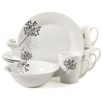 Gibson Netherwood 12 Piece Dinnerware Set In Black;white