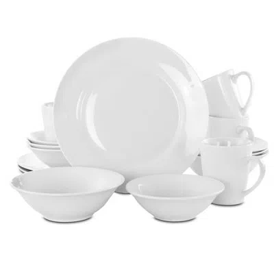 Gibson Noble Court 16 Piece Earthenware Dinnerware Set, Service For 4 In White