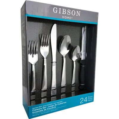 Gibson Palmore Plus 24 Piece Stainless Steel Flatware Set With 4 Steak Knives In Silver