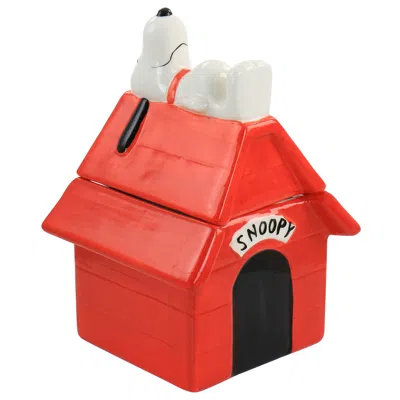 Gibson Peanuts Classic Snoopy Dog House Durastone 11.2in Cooke Jar In Red