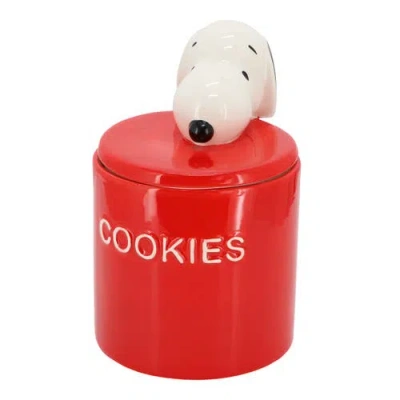 Gibson Peanuts Hello Cookies 8.2in Ceramic Snoopy Cookie Jar With Lid In Red