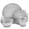 Gibson Platinum Dots 16 Piece Round Ceramic Dinnerware Set In Gray