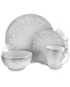 Gibson Platinum Dots 16pc Round Ceramic Dinnerware Set In Gray