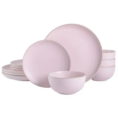 Gibson Rockaway 12 Piece Dinnerware Set, Service For 4 In Pink