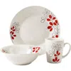 Gibson Scarlet Leaves 12 Pc Dinnerware Set In White