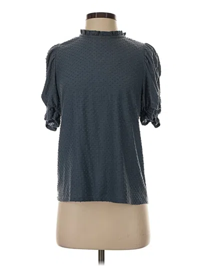 Pre-owned Gibson Short Sleeve Top Gray Mock Neckline Tops