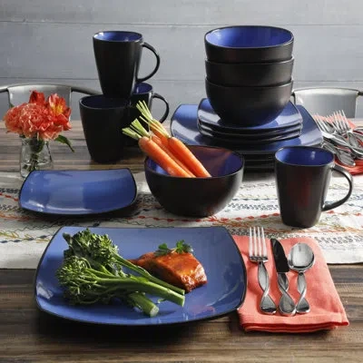 Gibson Soho Lounge 16 Piece Dinnerware Set In Blue