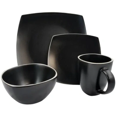 Gibson Soho Lounge Matte 16 Piece Dinnerware Set In Black