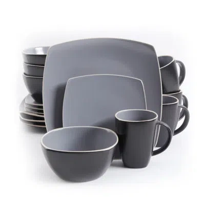 Gibson Soho Lounge Matte 16 Piece Dinnerware Set In Gray,black