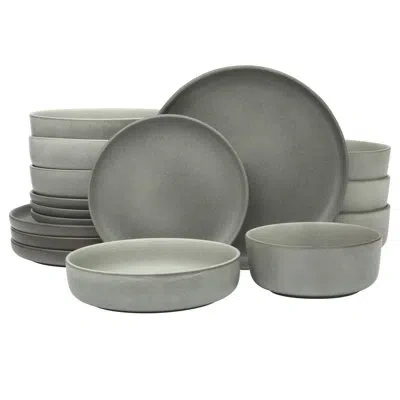Gibson Soho Lounge Pasco 16 Piece (service For 4) Plates And Bowls Double Bowl Reactive Glaze Dishes Stoneware Ceramic  In Gray