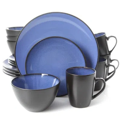 Gibson Soho Lounge Round 16 Piece Dinnerware Set In Blue