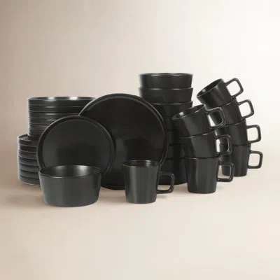 Gibson Soho Lounge Stoneware Dinnerware Set - Service For 8 In Matte Black