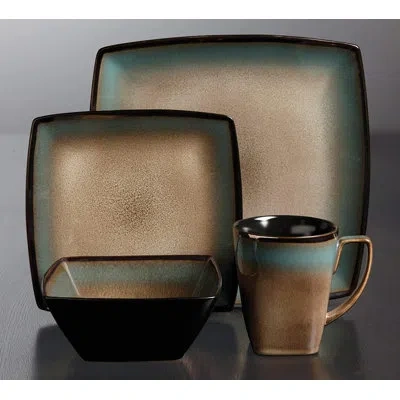 Gibson Tequesta 16 Piece Dinnerware Set, Service For 4 In Brown;taupe