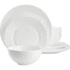 Gibson Ultra Swanton Arch 12 Piece Break-resistant Opal Glass Dinnerware Set In White
