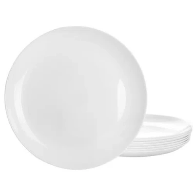 Gibson Ultra Ultra Olstead 8 Piece Break-resistant Tempe Opal Glass Dinner Plate Set In White