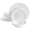 Gibson Ultra Ultra Patio 12 Piece Tempe Opal Glass Dinnerware Set In White