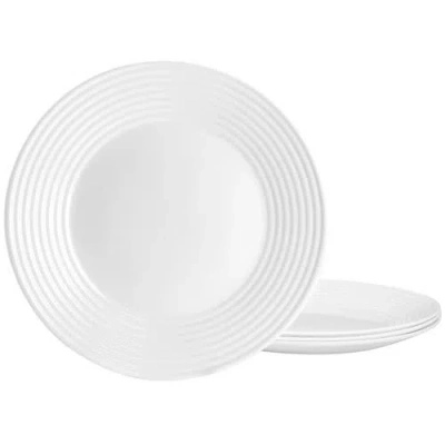 Gibson Ultra Ultra Patio 4 Piece Tempe Opal Glass Dinner Plate Set In White