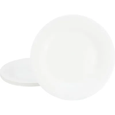 Gibson Ultra White Shadow 6 Piece 10 Inch Opal Glass Dinner Plate Set