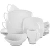 Gibson Zen Buffetware 16 Piece Square Dinnerware Set In White