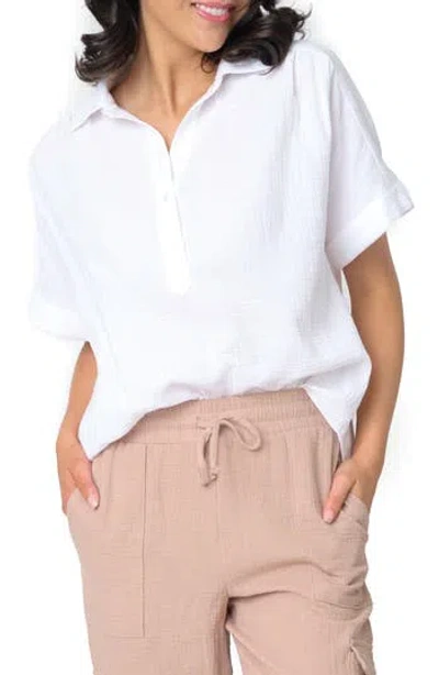 Gibsonlook All Day Cotton Gauze Popover Shirt In White