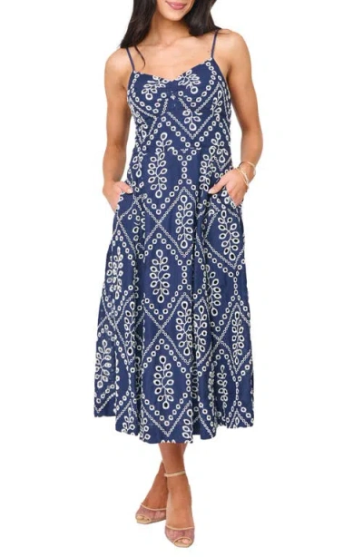Gibsonlook Amanda Eyelet Cotton Sundress In Blue