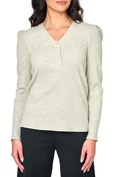 Gibsonlook Amelia Cotton Rib Henley In Gray