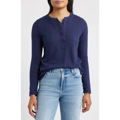 Gibsonlook Ava Lace Henley Top In Blue