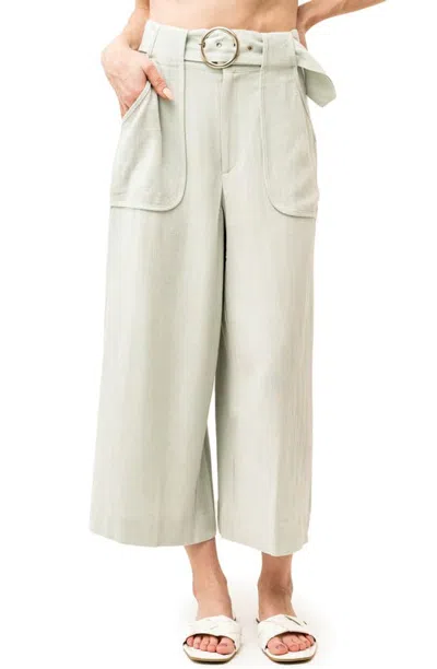 Gibsonlook Belted Crop Wide Leg Pants In Sage Earth