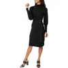 Gibsonlook Belted Mock Neck Long Sleeve Sweater Dress In Black