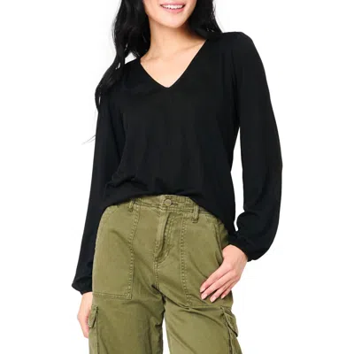 Gibsonlook Blouson Sleeve V-neck Sweater In Black
