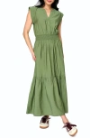 Gibsonlook Bohemian Smock Waist Maxi Dress In Green