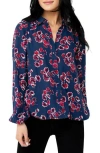 Gibsonlook Button Front Blouson Sleeve Blouse In Multi