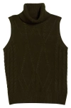 Gibsonlook Cable Stitch Sleeveless Turtleneck Sweater In Brown