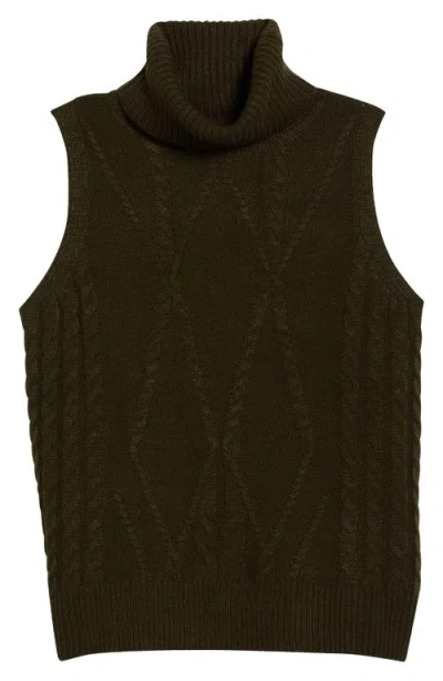 Gibsonlook Cable Stitch Sleeveless Turtleneck Sweater In Brown