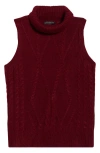 Gibsonlook Cable Stitch Sleeveless Turtleneck Sweater In Red