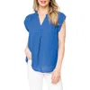 Gibsonlook Cap Sleeve Blouse In Blue