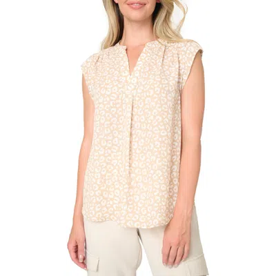 Gibsonlook Cap Sleeve Blouse In Latte Cheetah