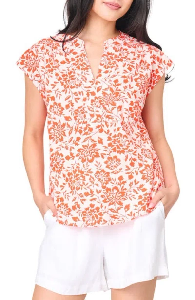 Gibsonlook Cap Sleeve Stretch Cotton Top In Orange