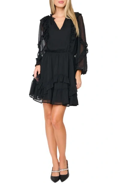 Gibsonlook Chloe Ruffle Long Sleeve Dress In Black
