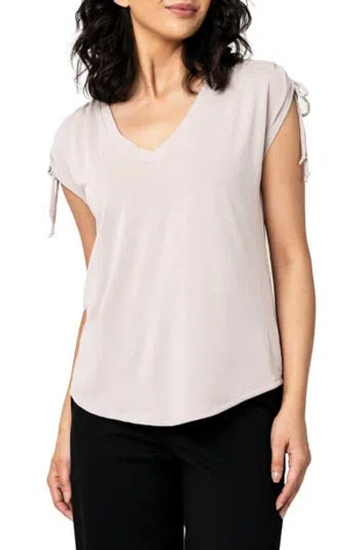 Gibsonlook Cinched Shoulder Cap Sleeve T-shirt In Brown
