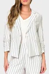 Gibsonlook City Stroll Blazer In Parchment Pinstripe In White
