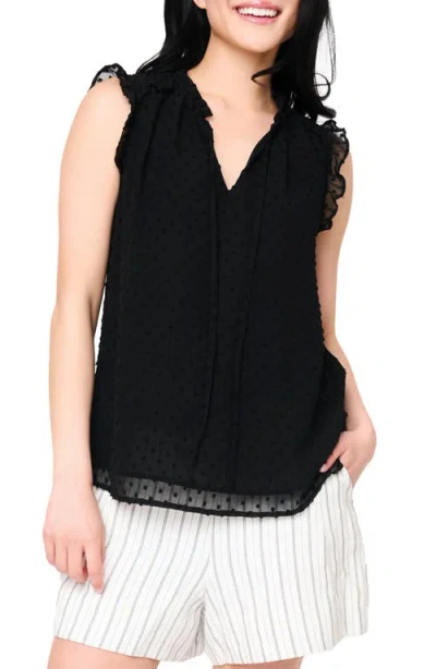Gibsonlook Clip Dot Ruffle Accent Top